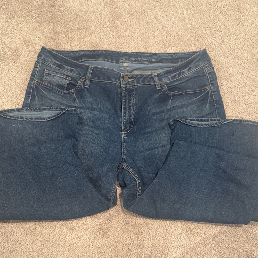 New York & Company Dark Blue Curvy Boot Cut Jeans